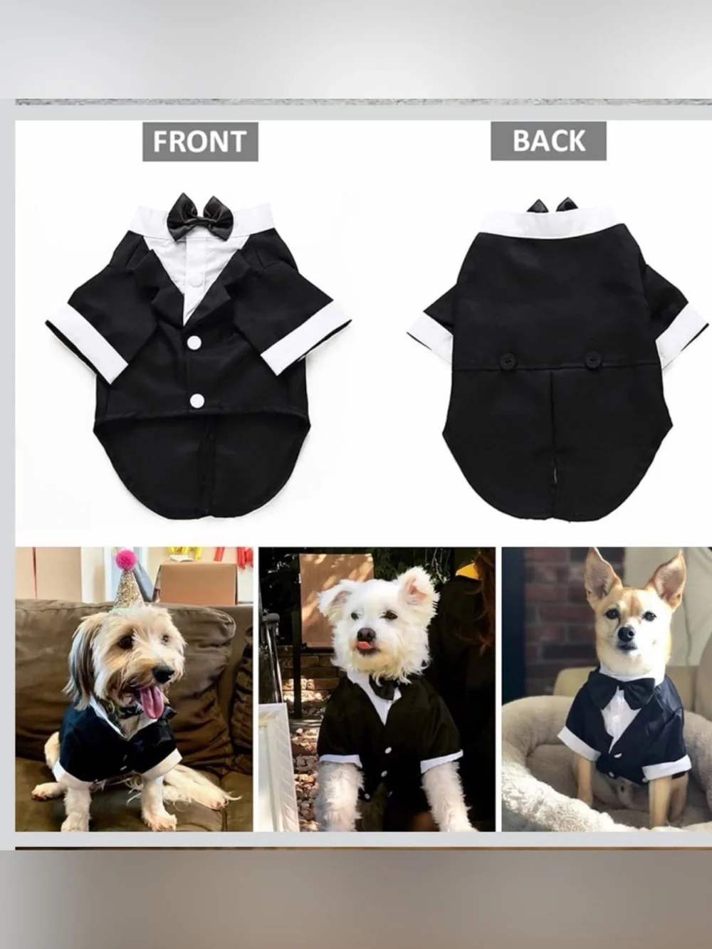 NWOT Dog Tuxedo with Bow Tie